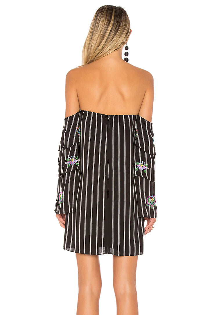 HADI OFF SHOULDER DRESS (BLACK STRIPE)- CVD1730