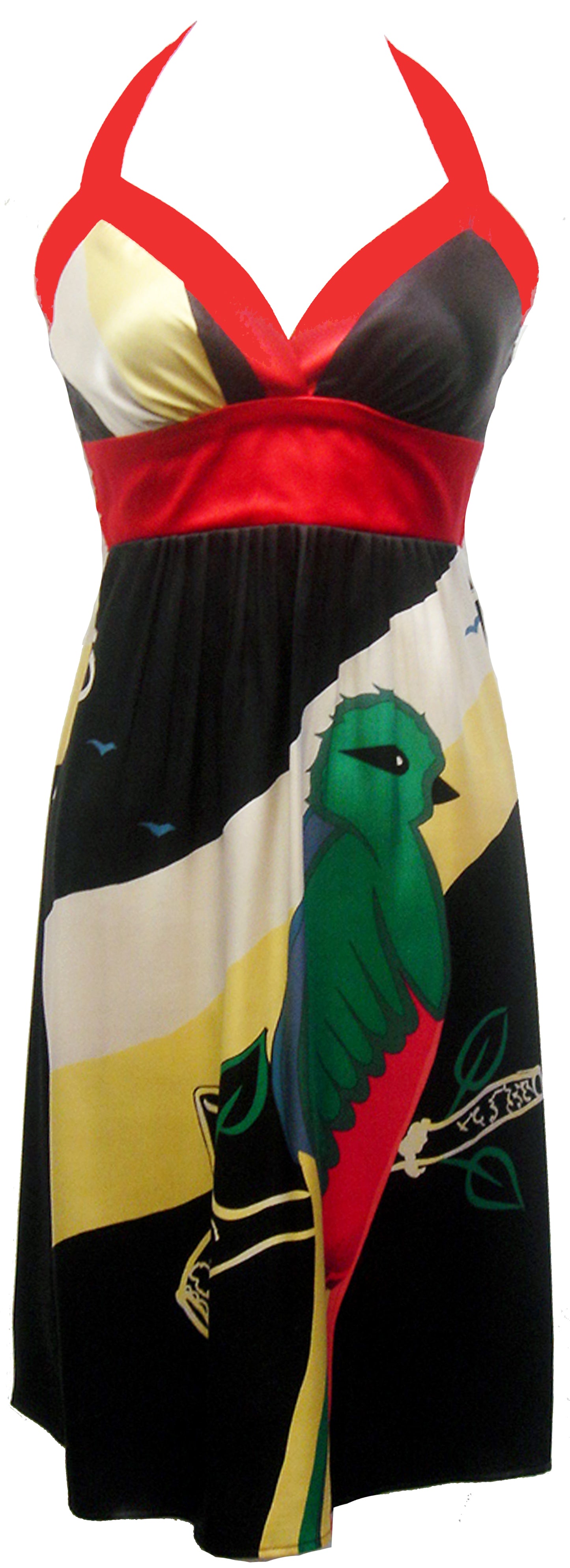 PARROT BABYDOLL DRESS (BLACK MULTI)-D5802