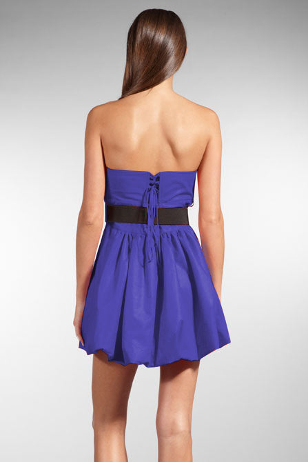 PLEATS BUBBLE DRESS (BLUE)-D6330