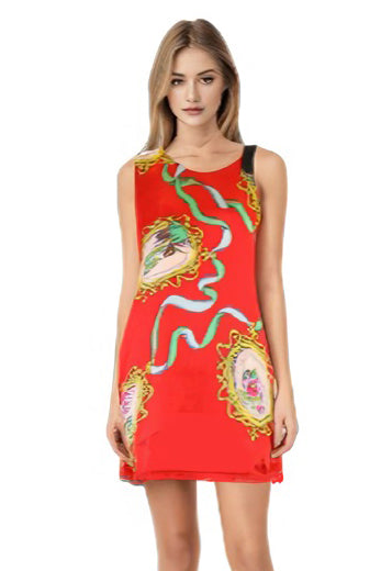 BOUQUET SHIFT DRESS (RED)- D7398