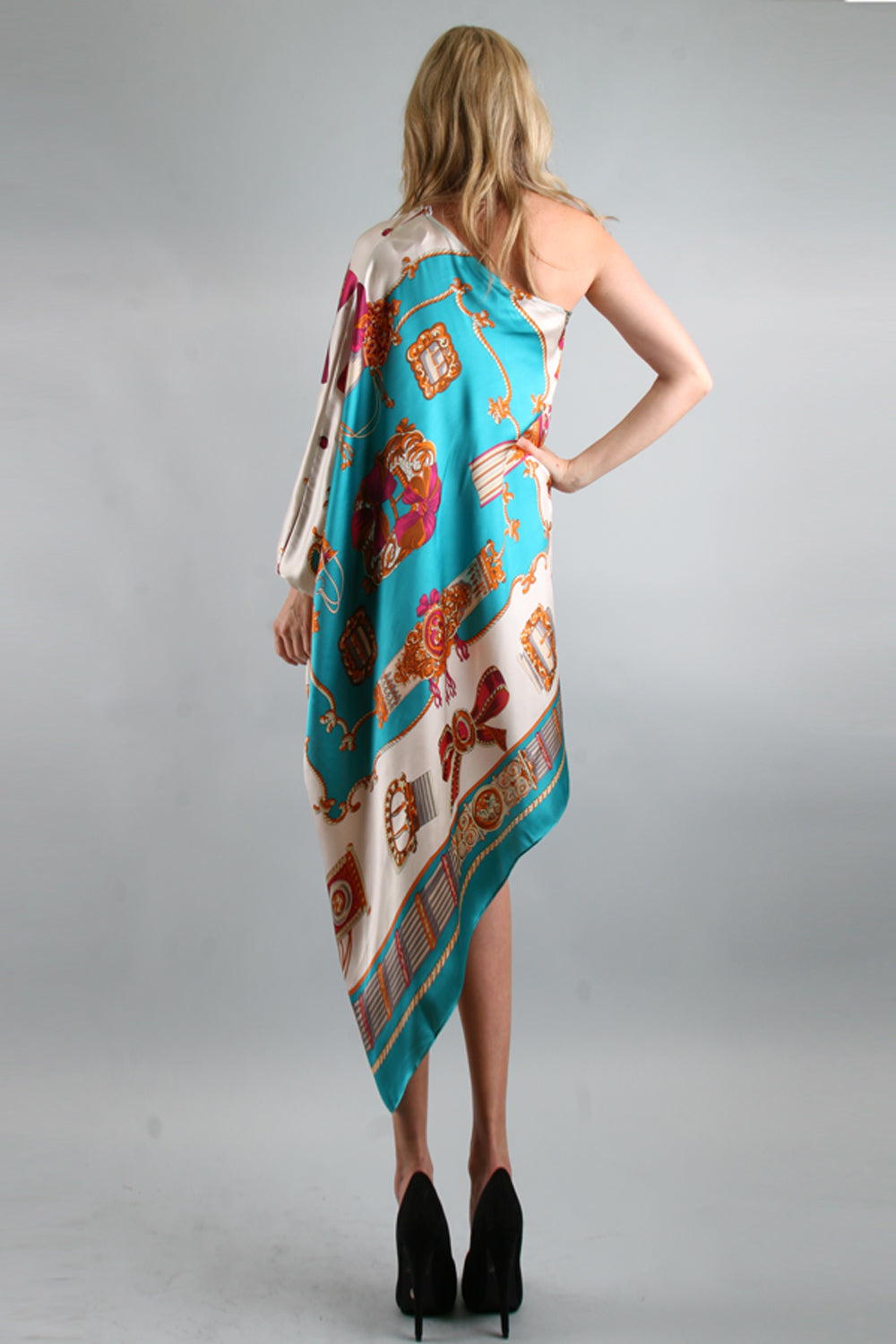 RIBBON PONCHO DRESS (BLUE)-D7667