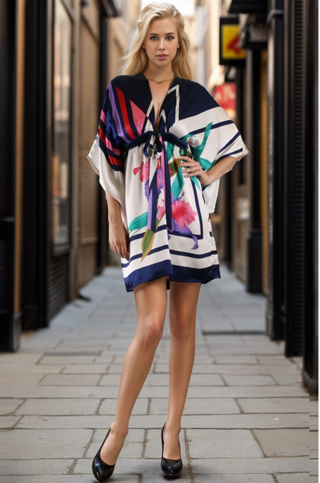 ROSEMARY KIMONO DRESS (MULTI)- D7795