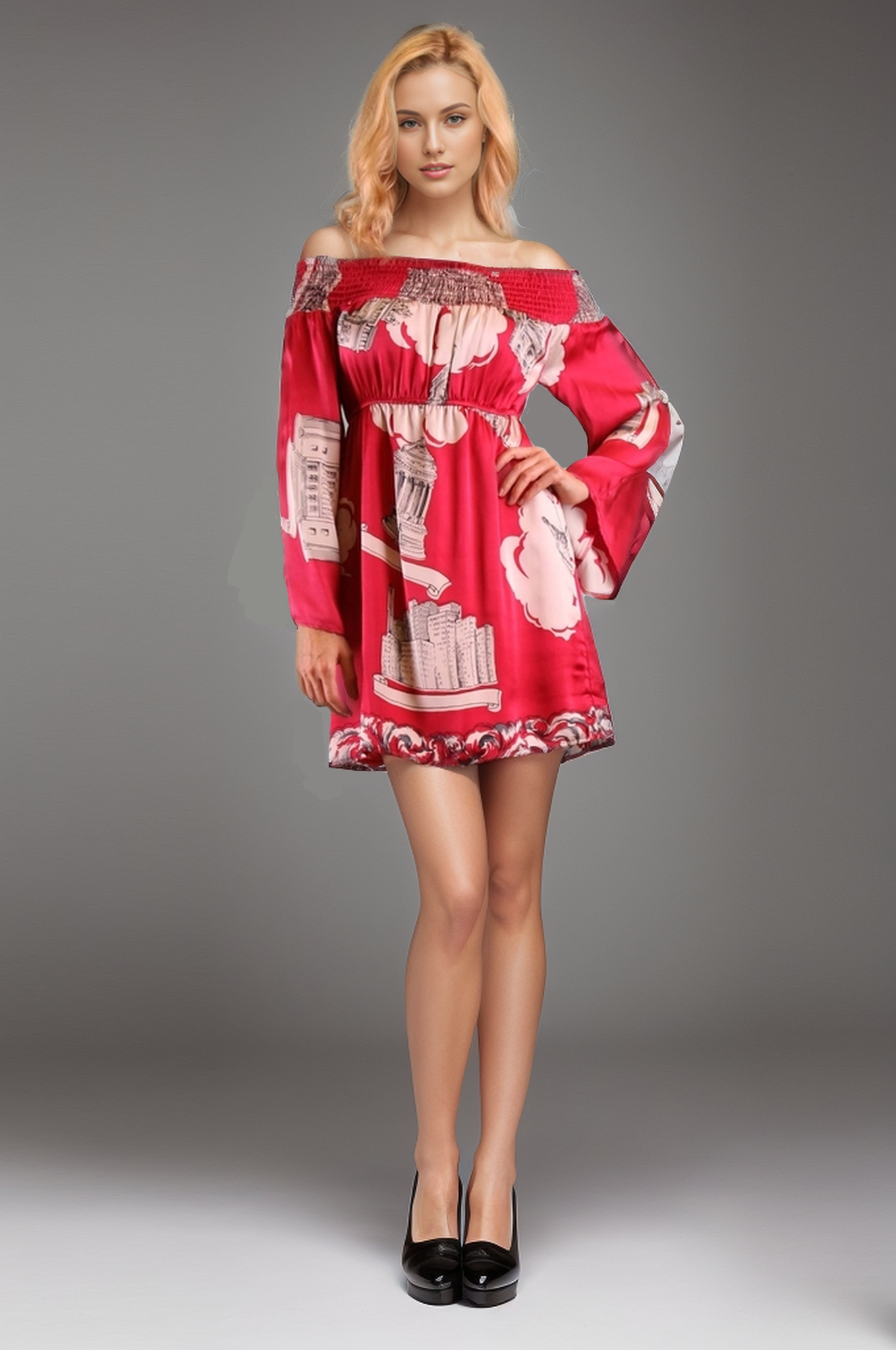 AUGUST LONG SLEEVE DRESS (RED)-D8060