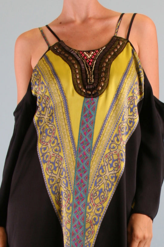 ATHENA OPEN SHOULDER DRESS (BLACK)- D8510