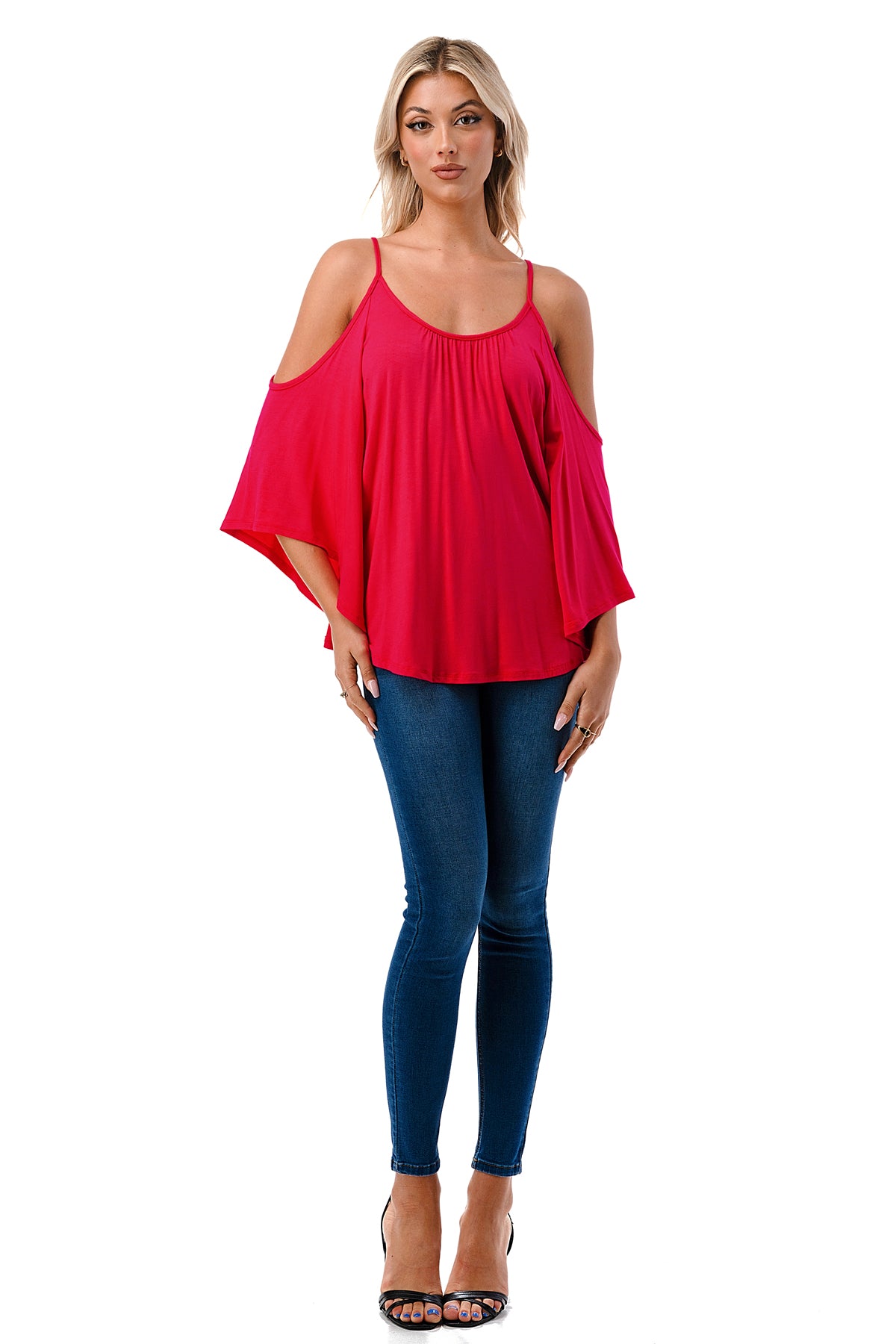 NICK OPEN SHOULDER TOP (FUSCHIA)- JT7352