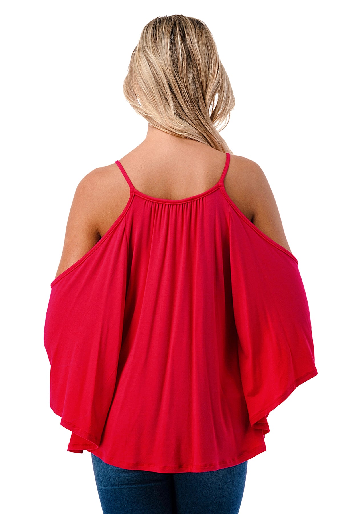 NICK OPEN SHOULDER TOP (FUSCHIA)- JT7352