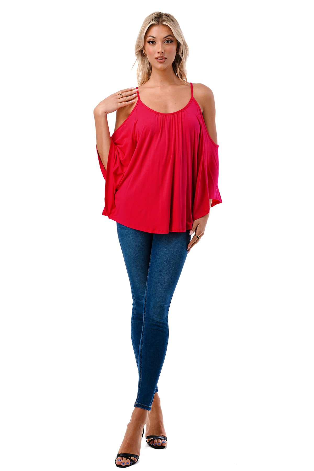NICK OPEN SHOULDER TOP (FUSCHIA)- JT7352
