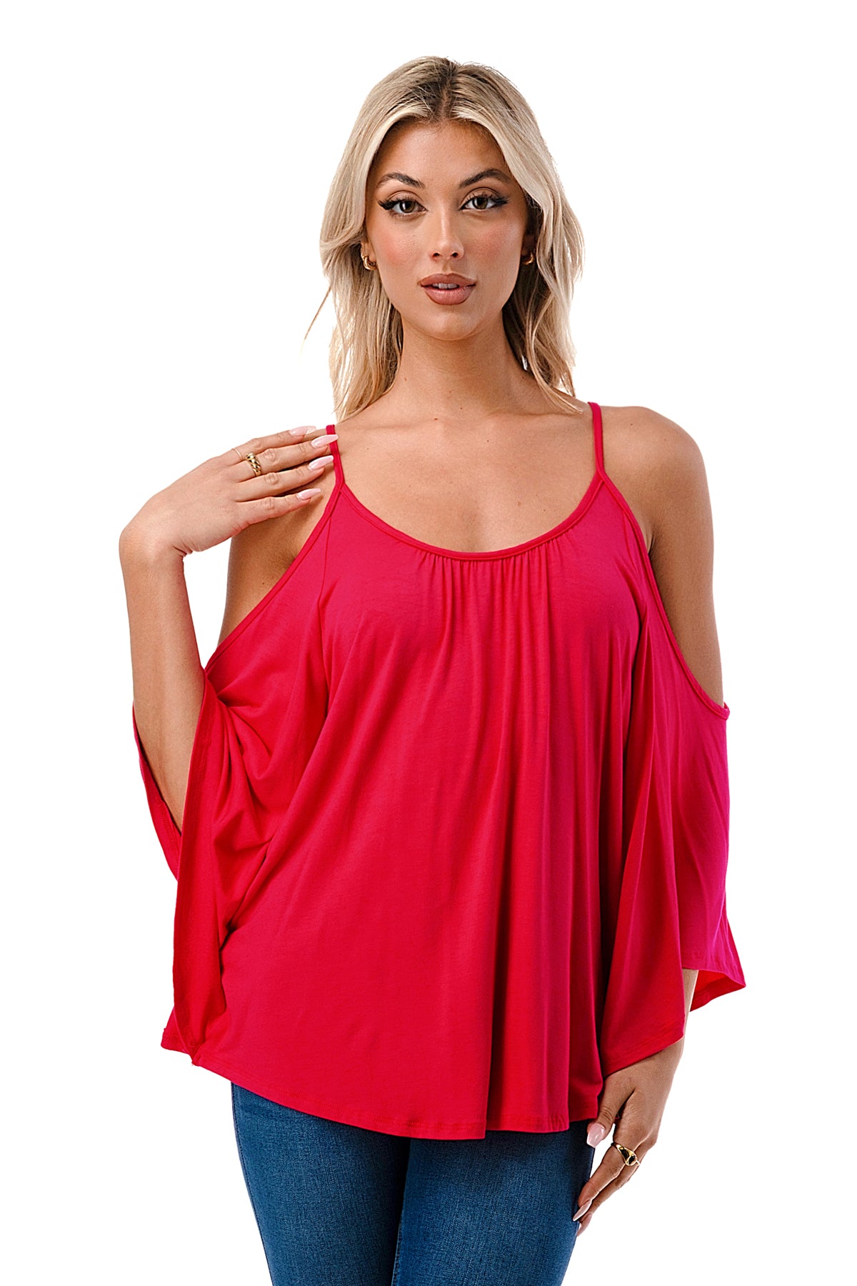 NICK OPEN SHOULDER TOP (FUSCHIA)- JT7352