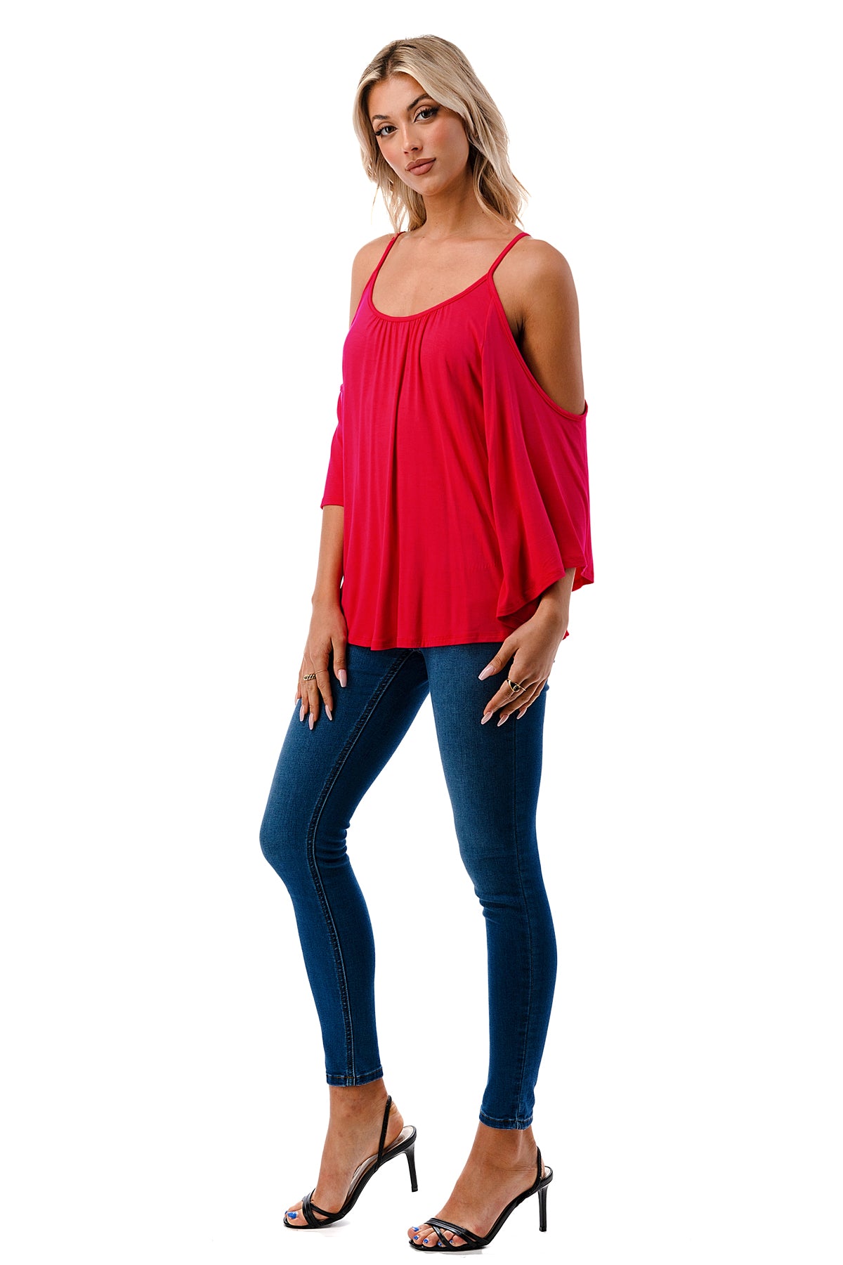 NICK OPEN SHOULDER TOP (FUSCHIA)- JT7352