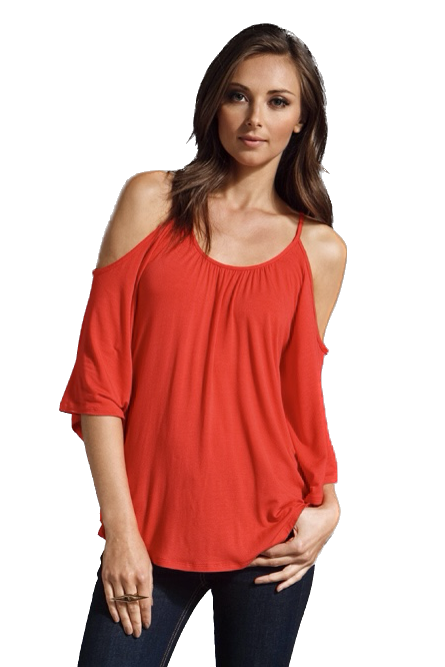 NICK OPEN SHOULDER TOP (RED)- JT7352