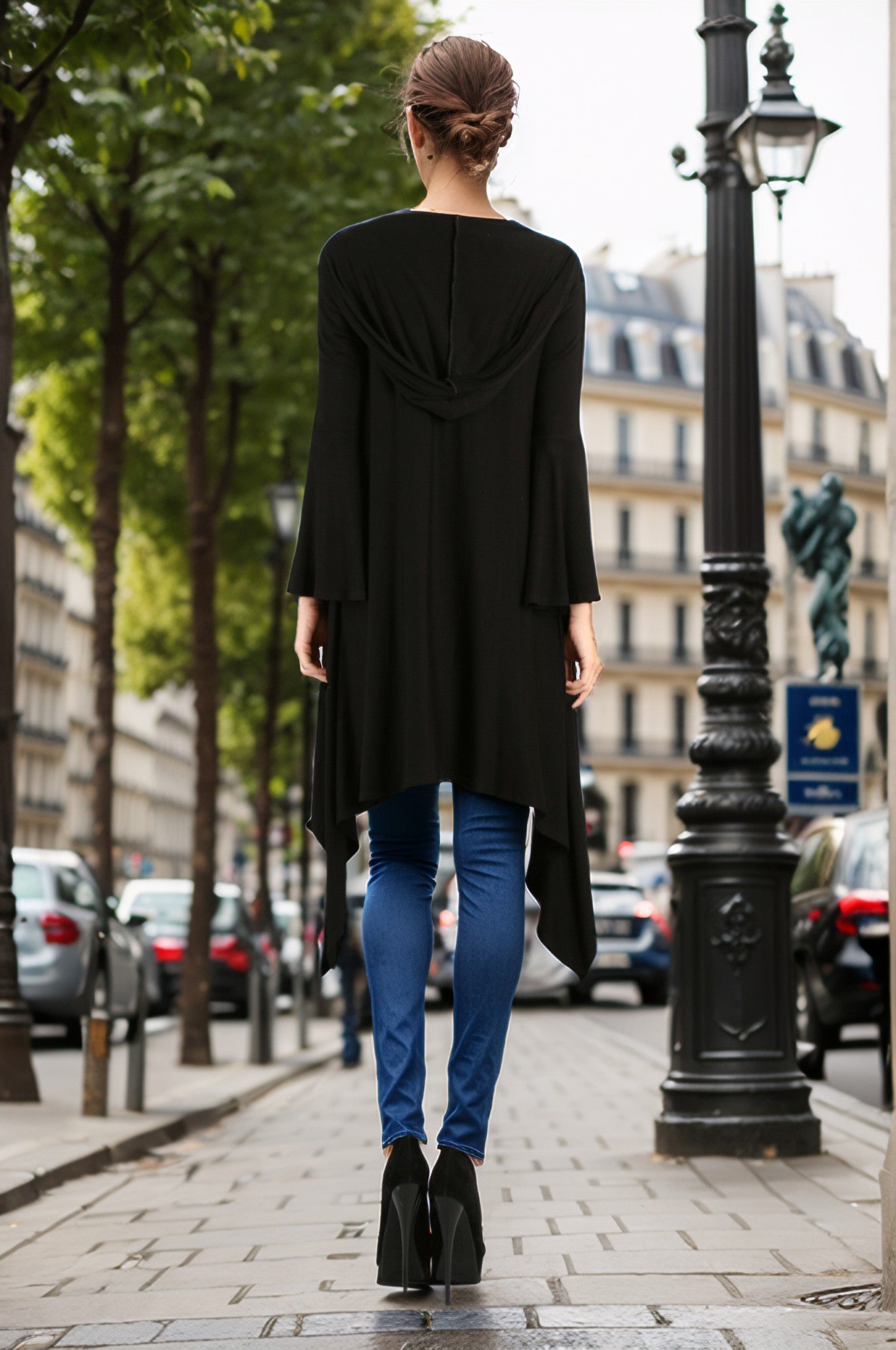 JESSIE HOODED CARDIGAN (BLACK)-JT7396