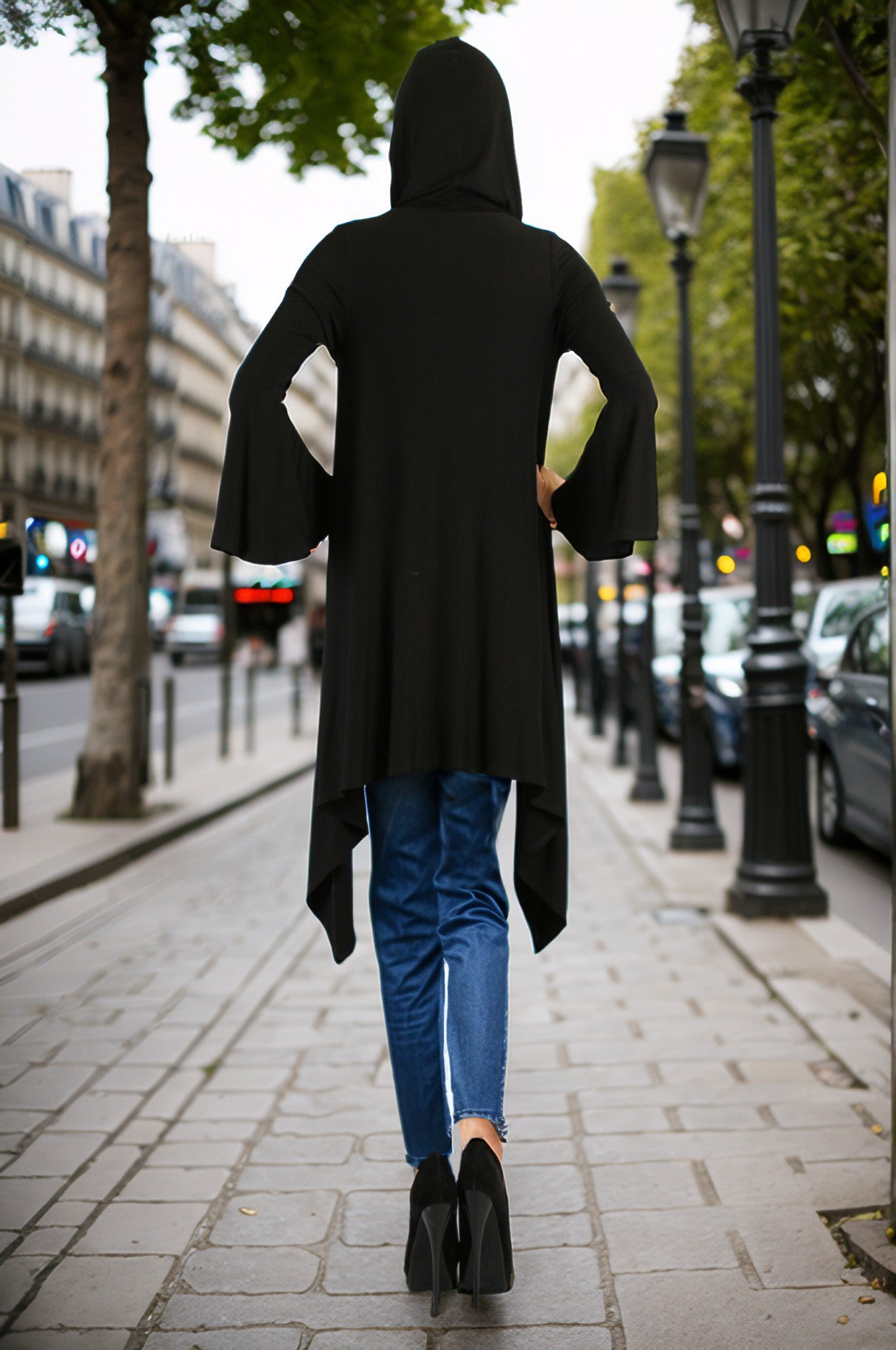 JESSIE HOODED CARDIGAN (BLACK)-JT7396