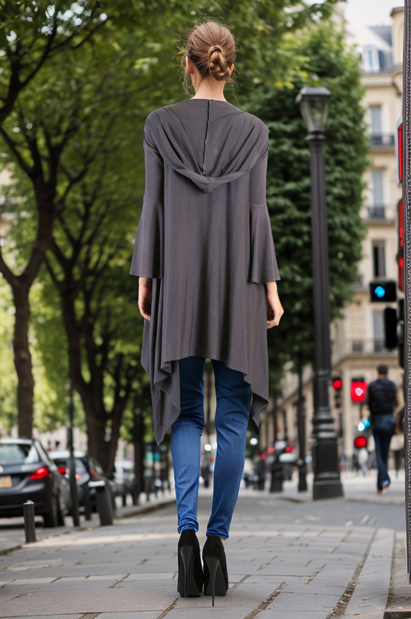 JESSIE HOODED CARDIGAN (CHARCOAL)-JT7396