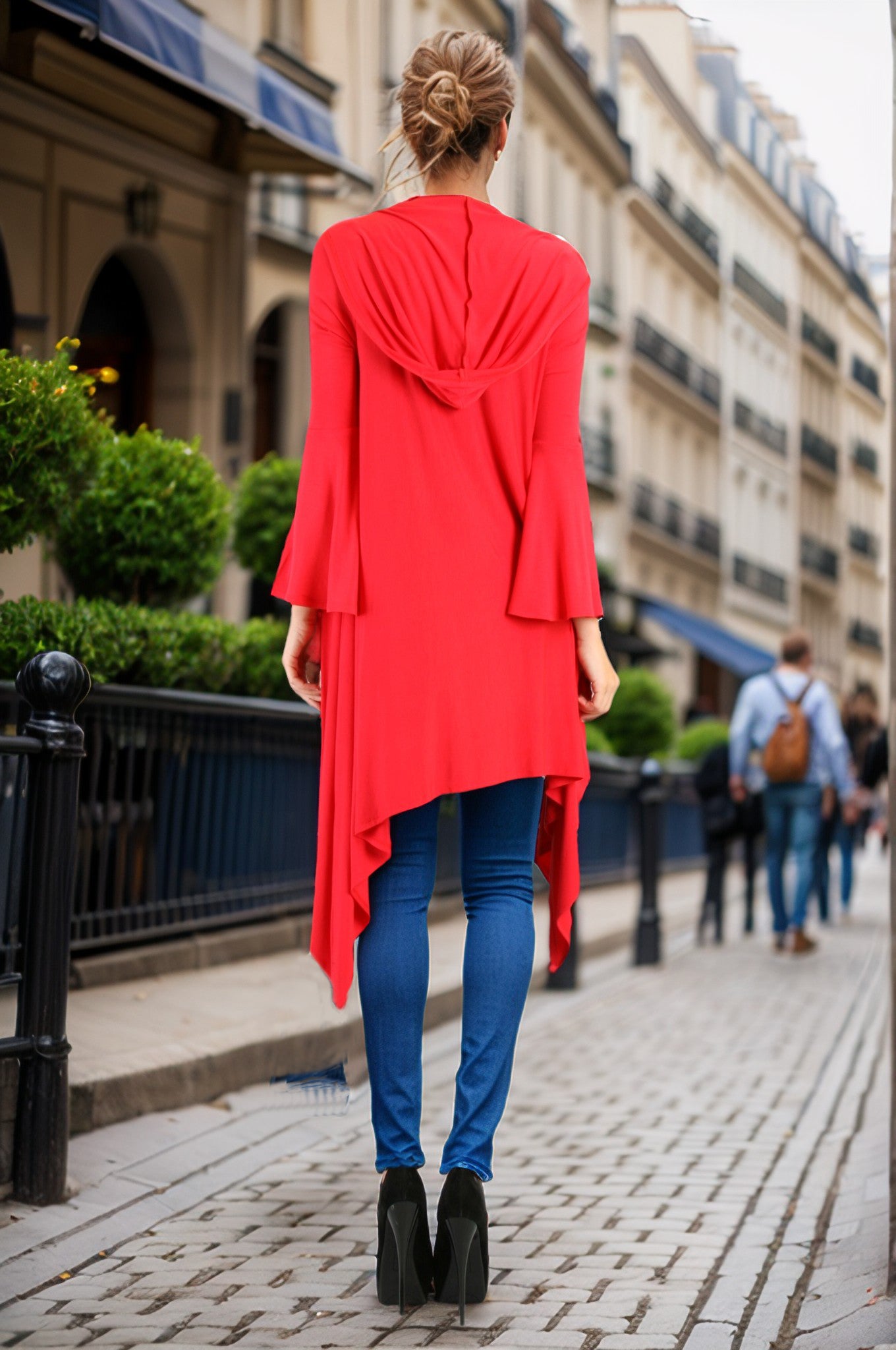 JESSIE HOODED CARDIGAN (RED)-JT7396