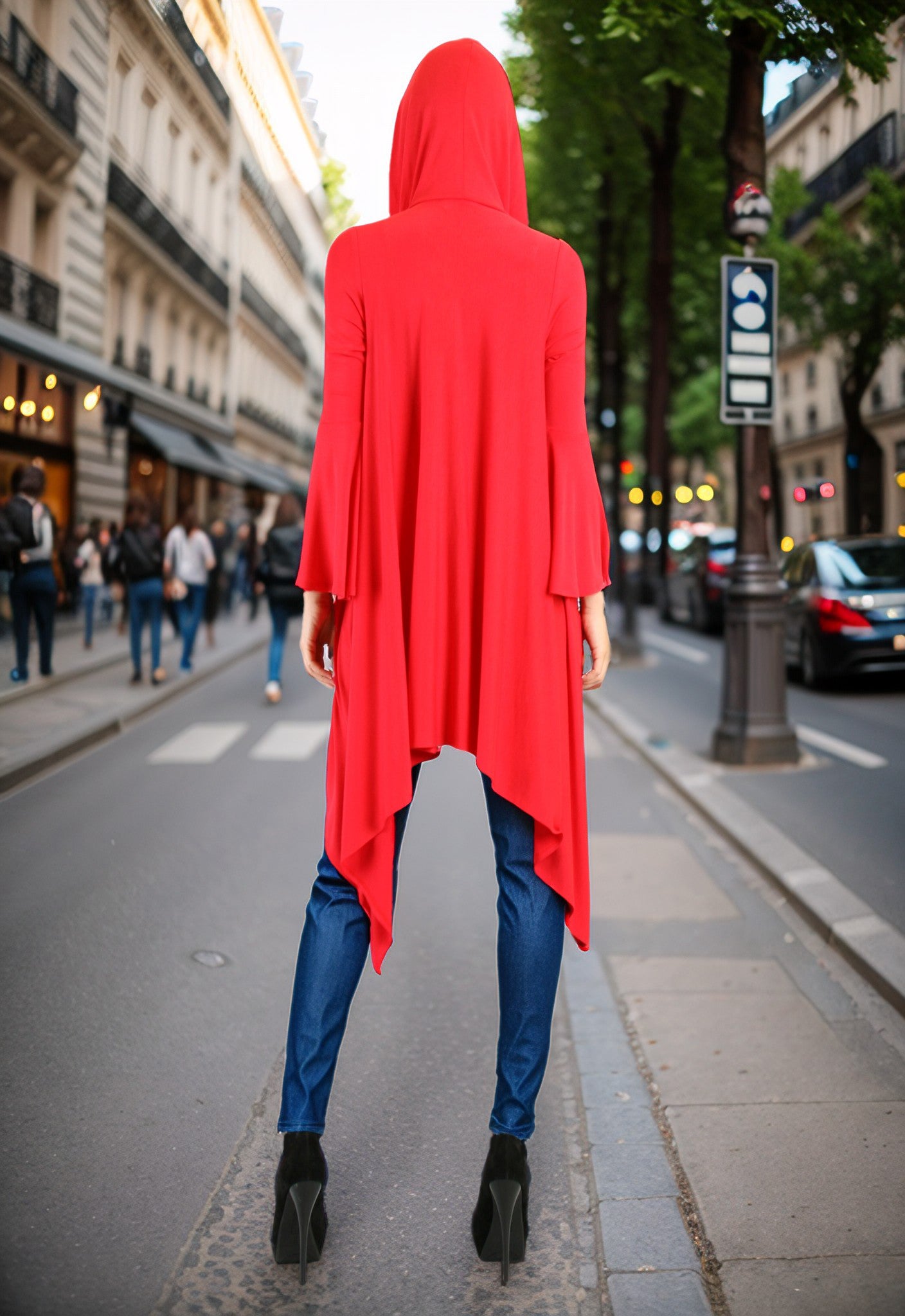 JESSIE HOODED CARDIGAN (RED)-JT7396
