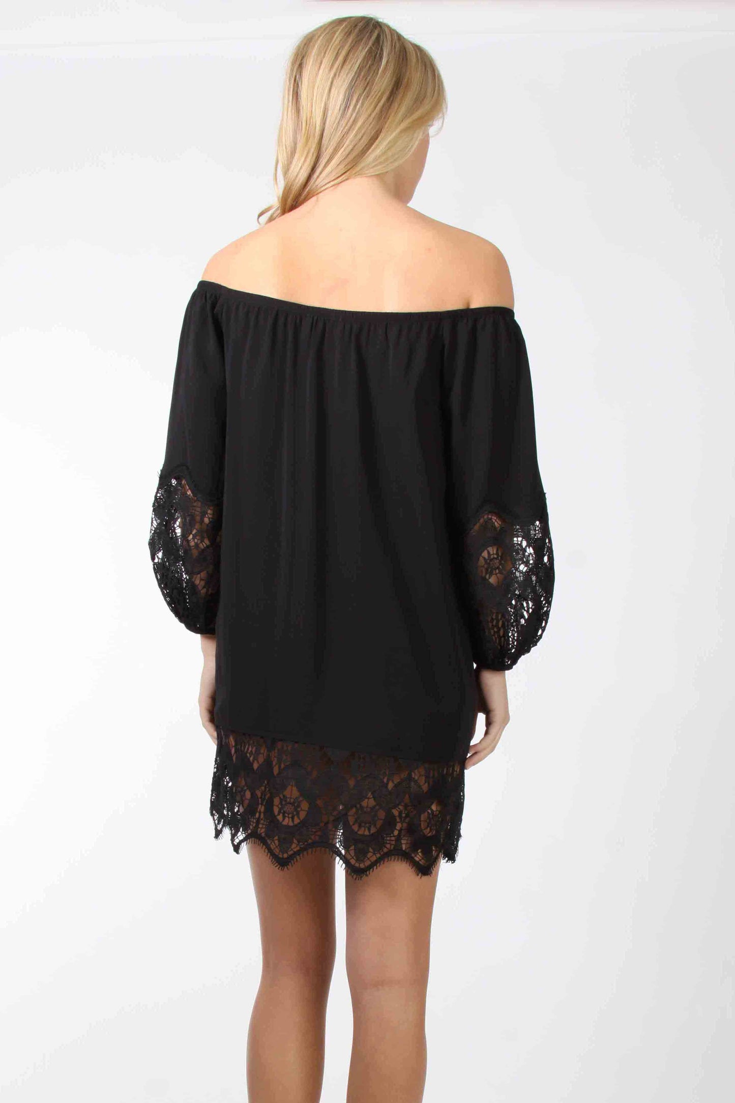 REGINA OFF SHOULDER DRESS (BLACK) -VD9716