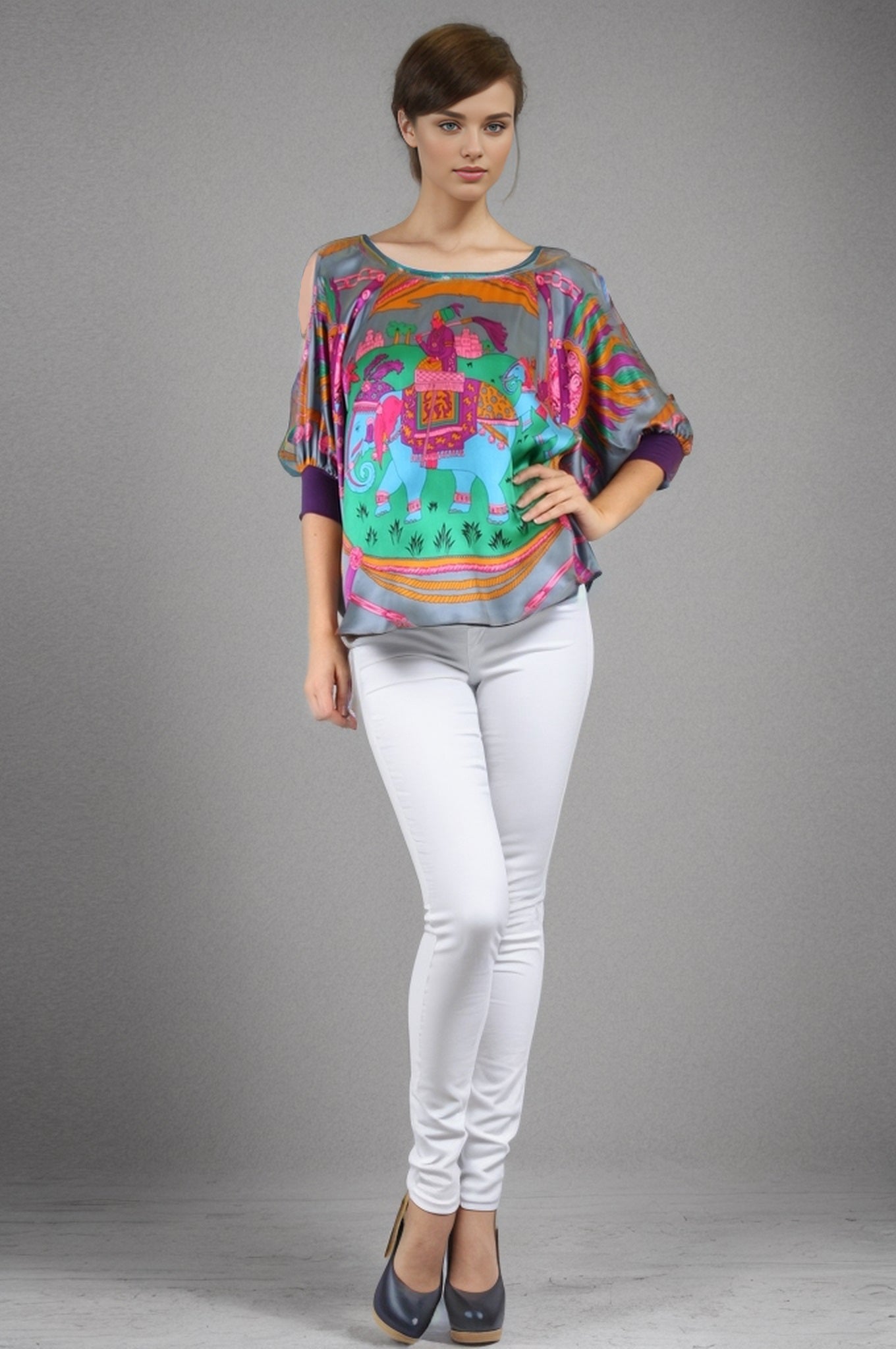 ELI BLOUSE (GREY MULTI)-T7223