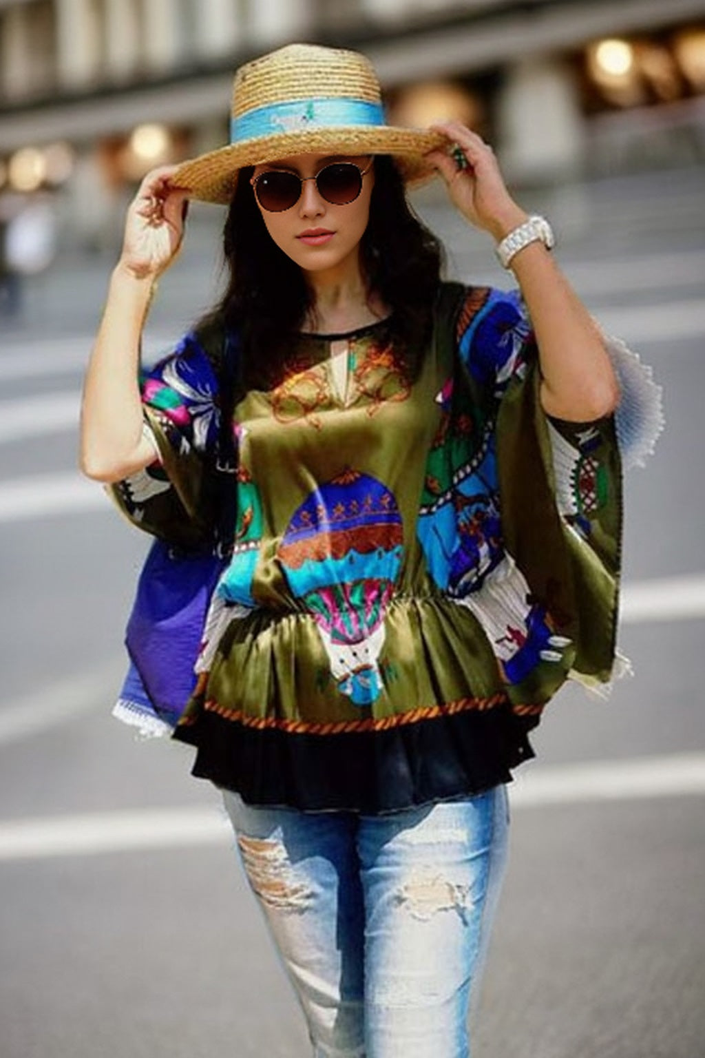 MARILYN CAFTAN TOP (OLIVE)- T7890