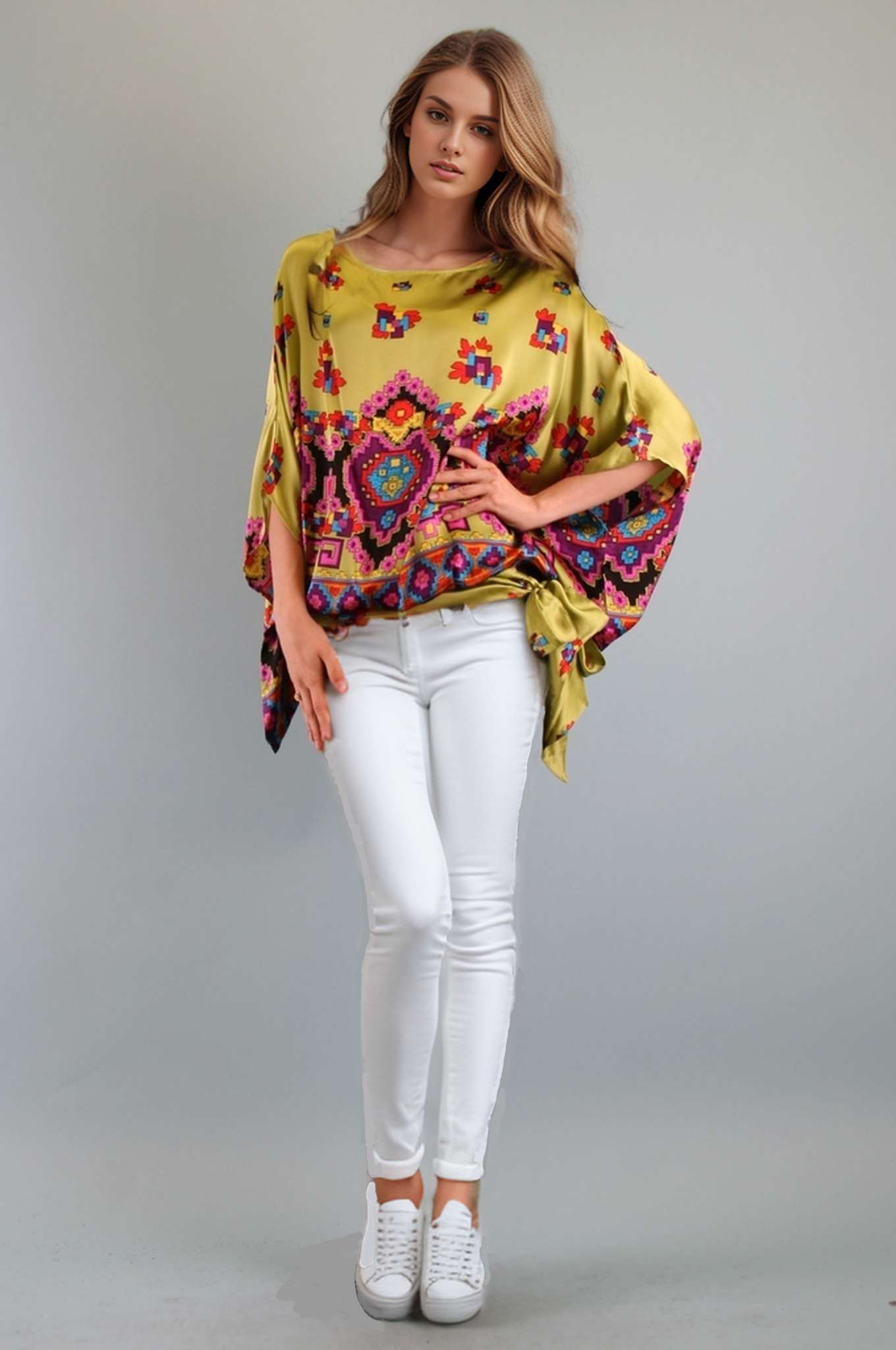ALEXANDRA BLOUSON TOP (LIME)-T8083