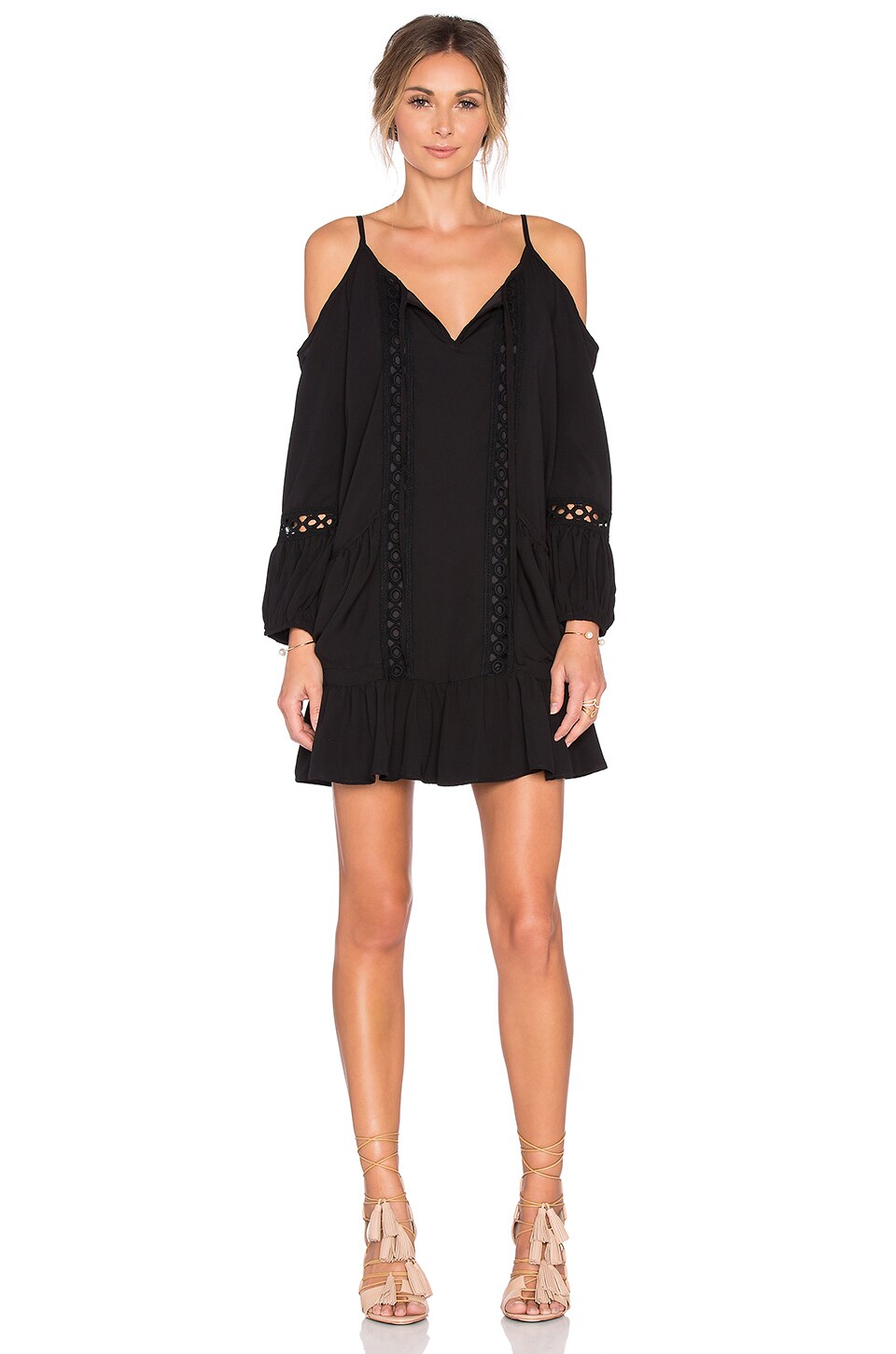 SAMIRA OPEN SHOULDER DRESS (BLACK)-VD1225