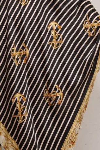 PONCHO SILK DRESS (BLACK GOLD ANCHOR)- VD1642