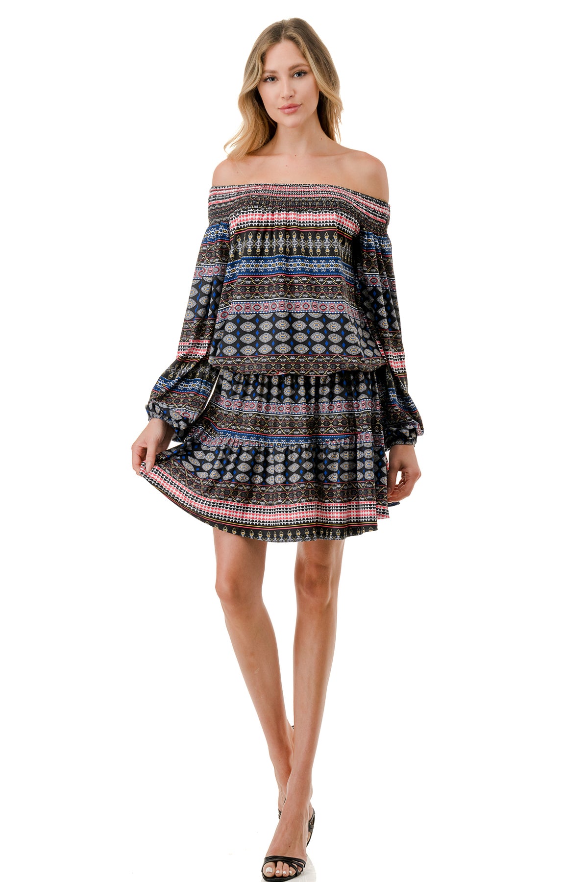 MARGO OFF SHOULDER DRESS (ETHNIC BOHO)- VD2813