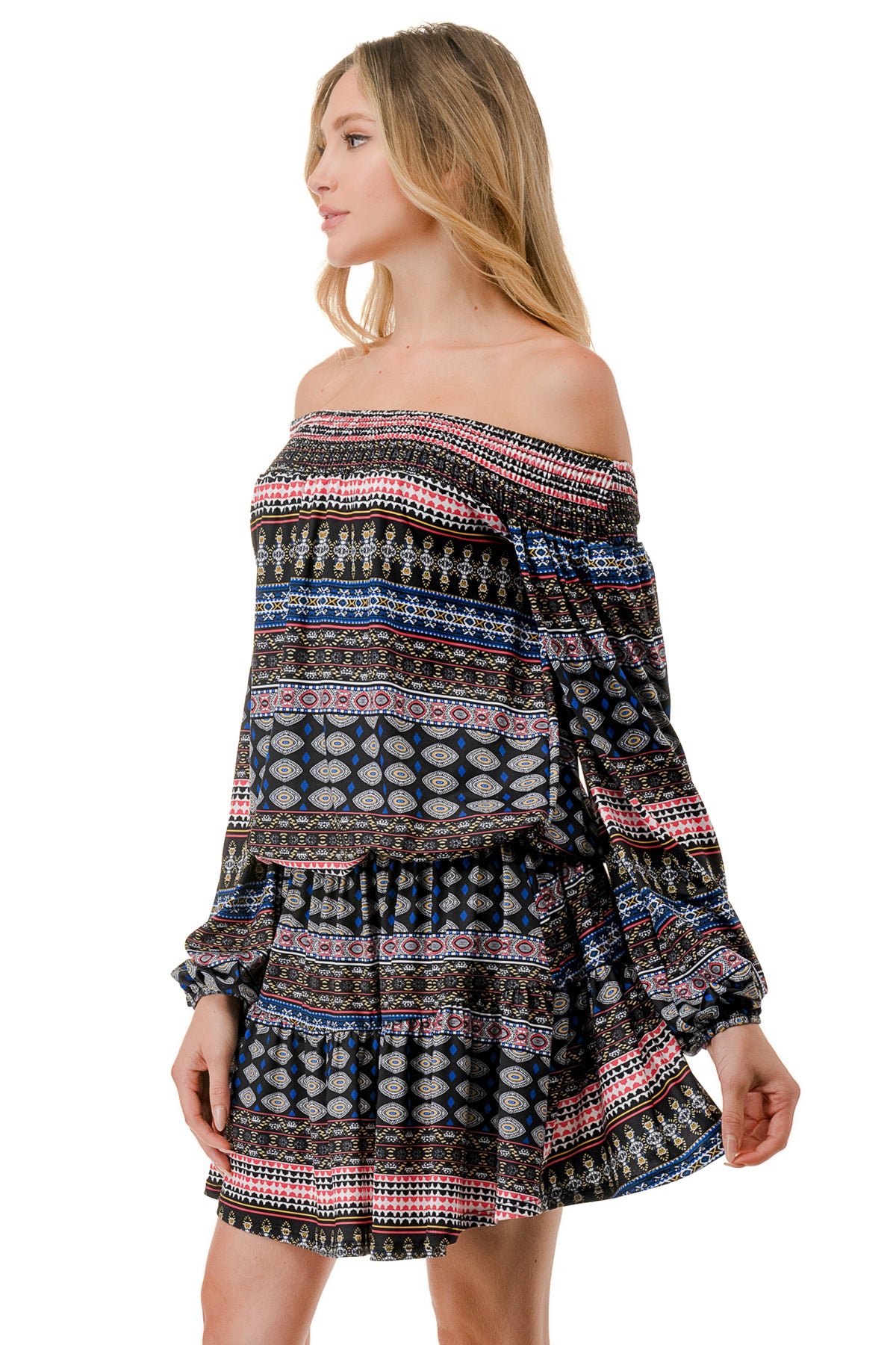 MARGO OFF SHOULDER DRESS (ETHNIC BOHO)- VD2813