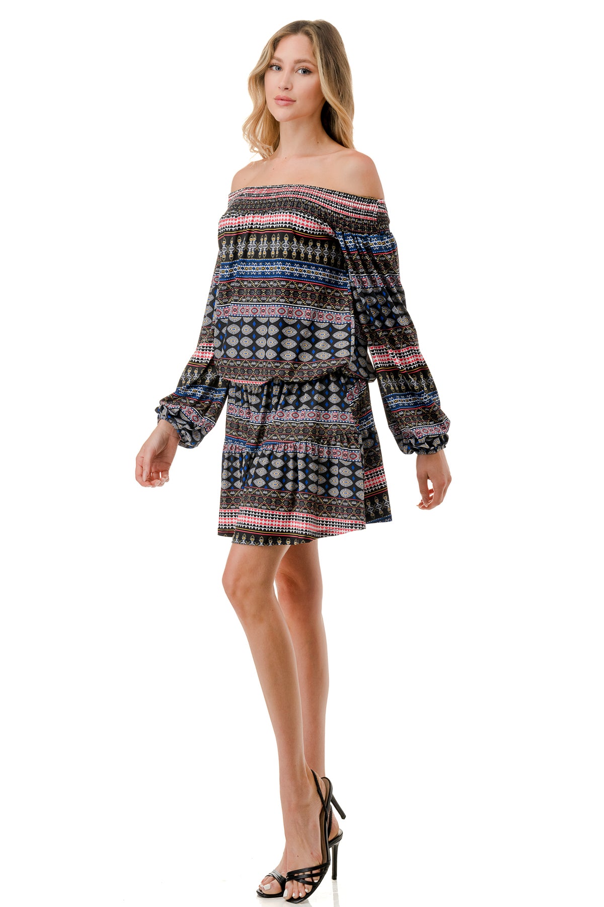 MARGO OFF SHOULDER DRESS (ETHNIC BOHO)- VD2813