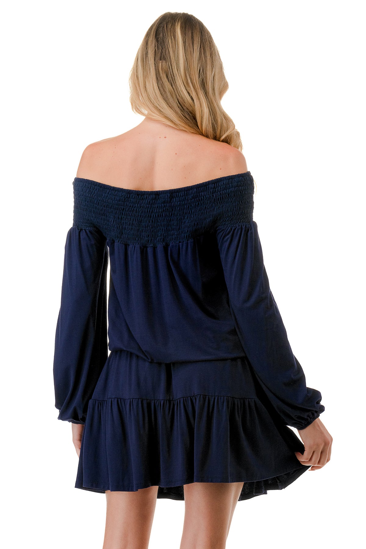 MARGO OFF SHOULDER DRESS (NAVY)- VD2813