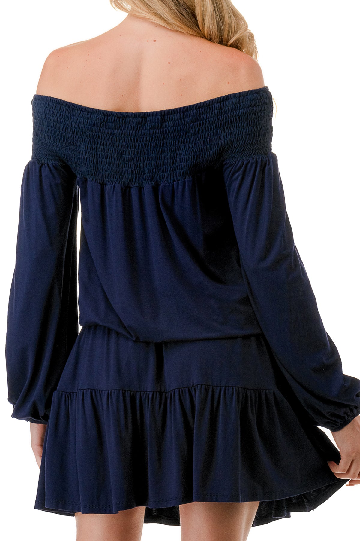 MARGO OFF SHOULDER DRESS (NAVY)- VD2813