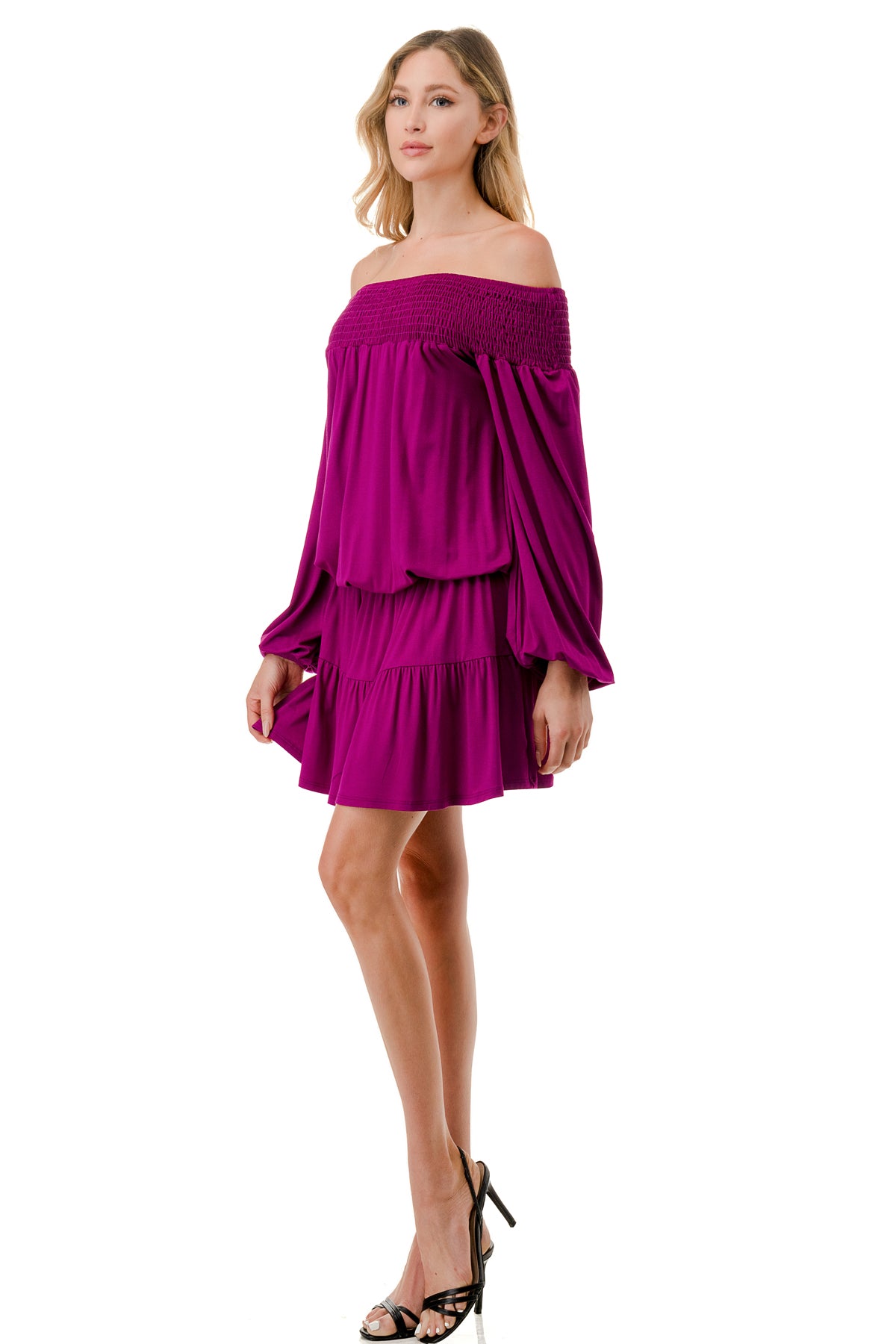 Pre-Order: 2023/09/15 MARGO OFF SHOULDER DRESS (MAGENTA)- VD2813