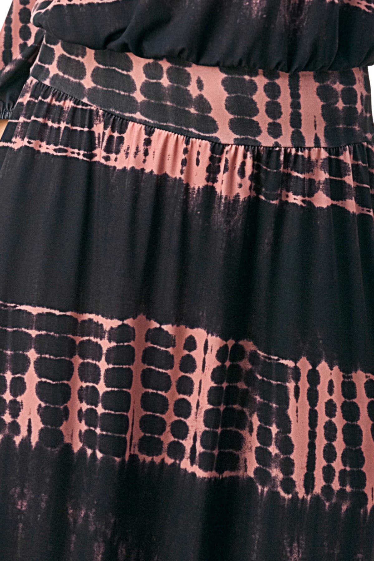 FRANCES OFF SHOULDER DRESS (BLACK / RUST TIE DYE)- VD3163