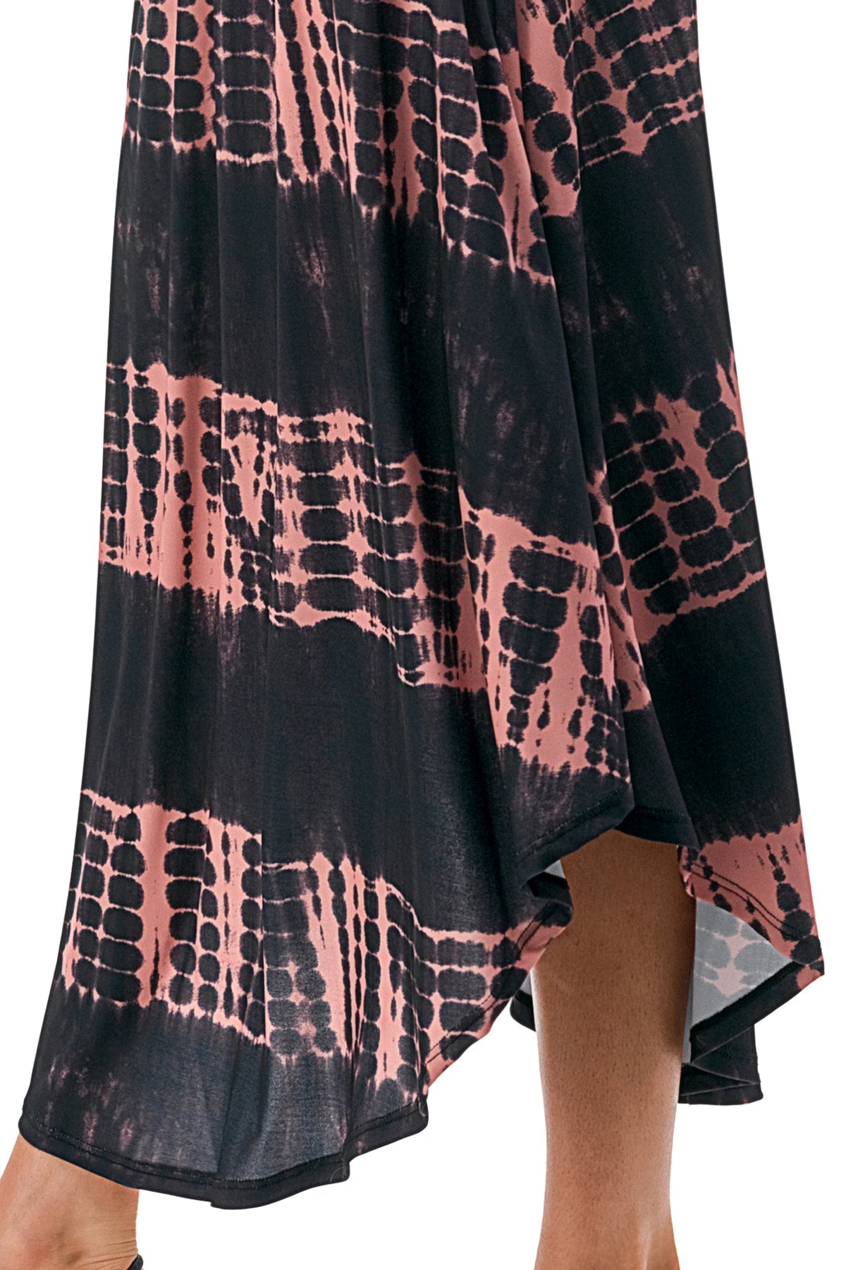 FRANCES OFF SHOULDER DRESS (BLACK / RUST TIE DYE)- VD3163