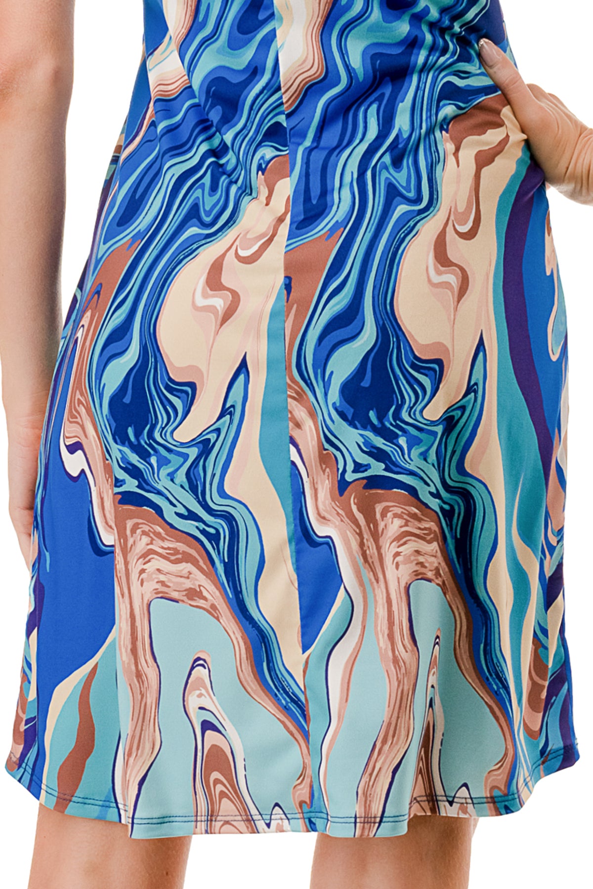 LUNA SLEEVELESS MID DRESS (BLUE TAUPE WATERCOLOR)- VD3206