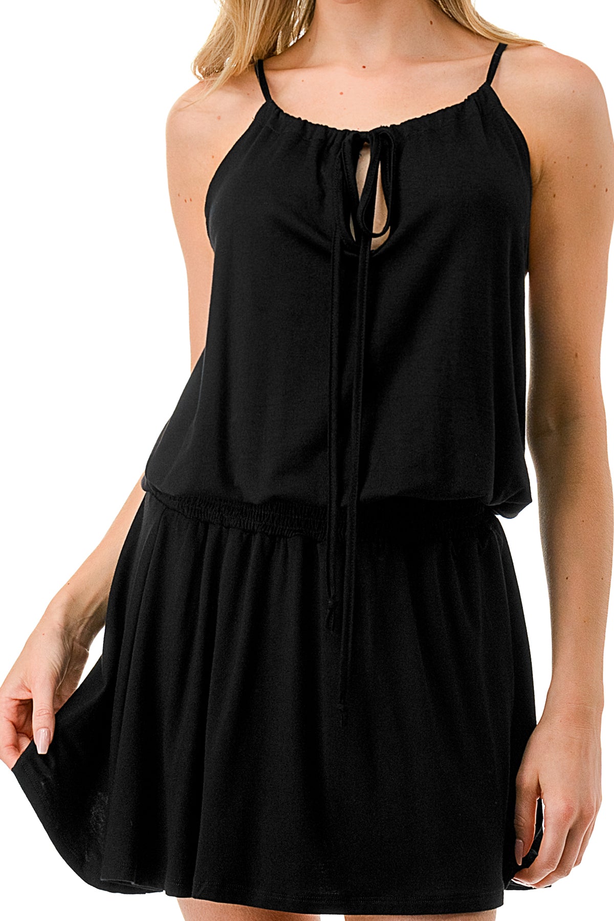 LUNA FRONT TIE DRESS (BLACK)- VD3209