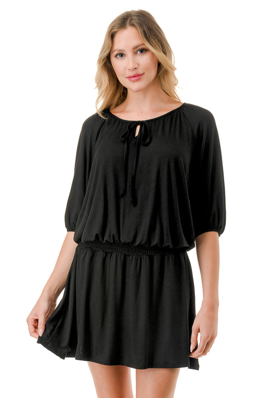 ALESSIA FRONT TIE DRESS (BLACK)- VD3239