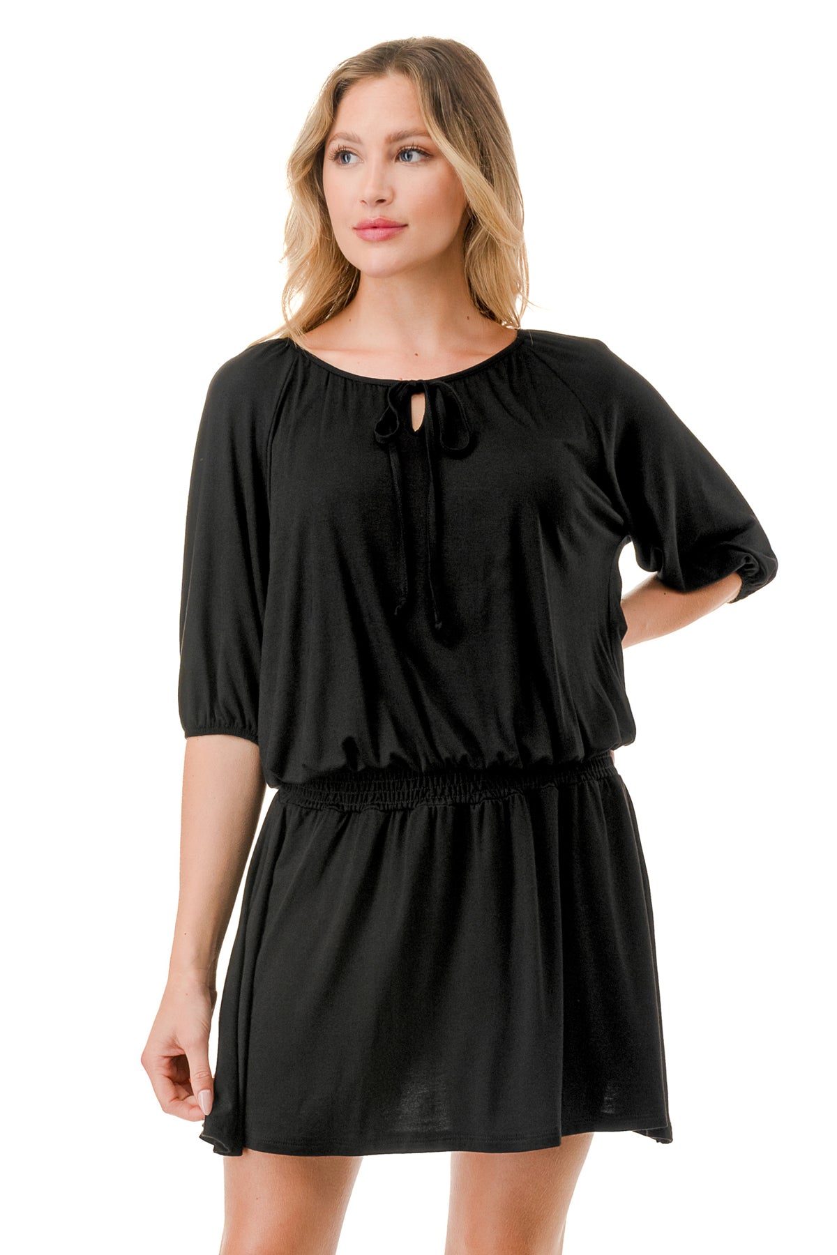 ALESSIA FRONT TIE DRESS (BLACK)- VD3239