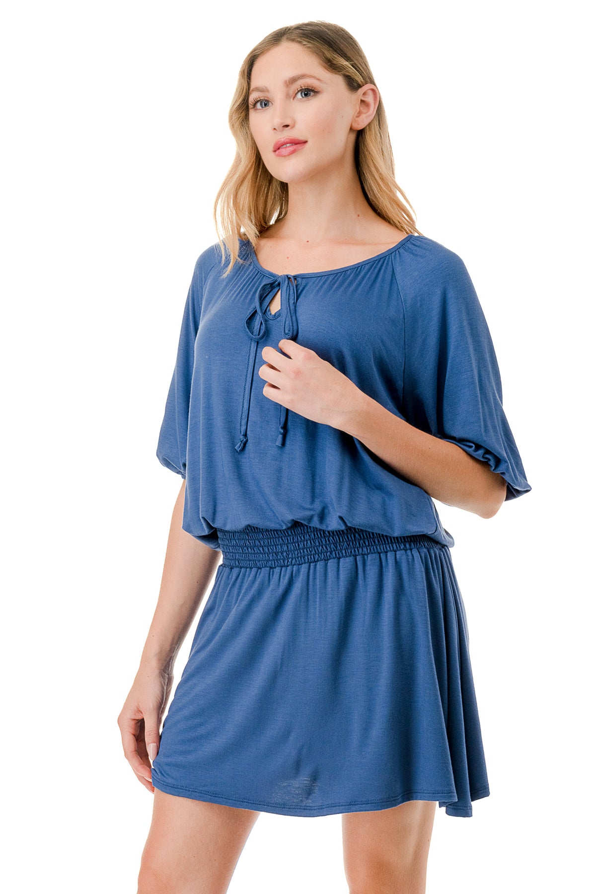 ALESSIA FRONT TIE DRESS (INDIGO)- VD3239