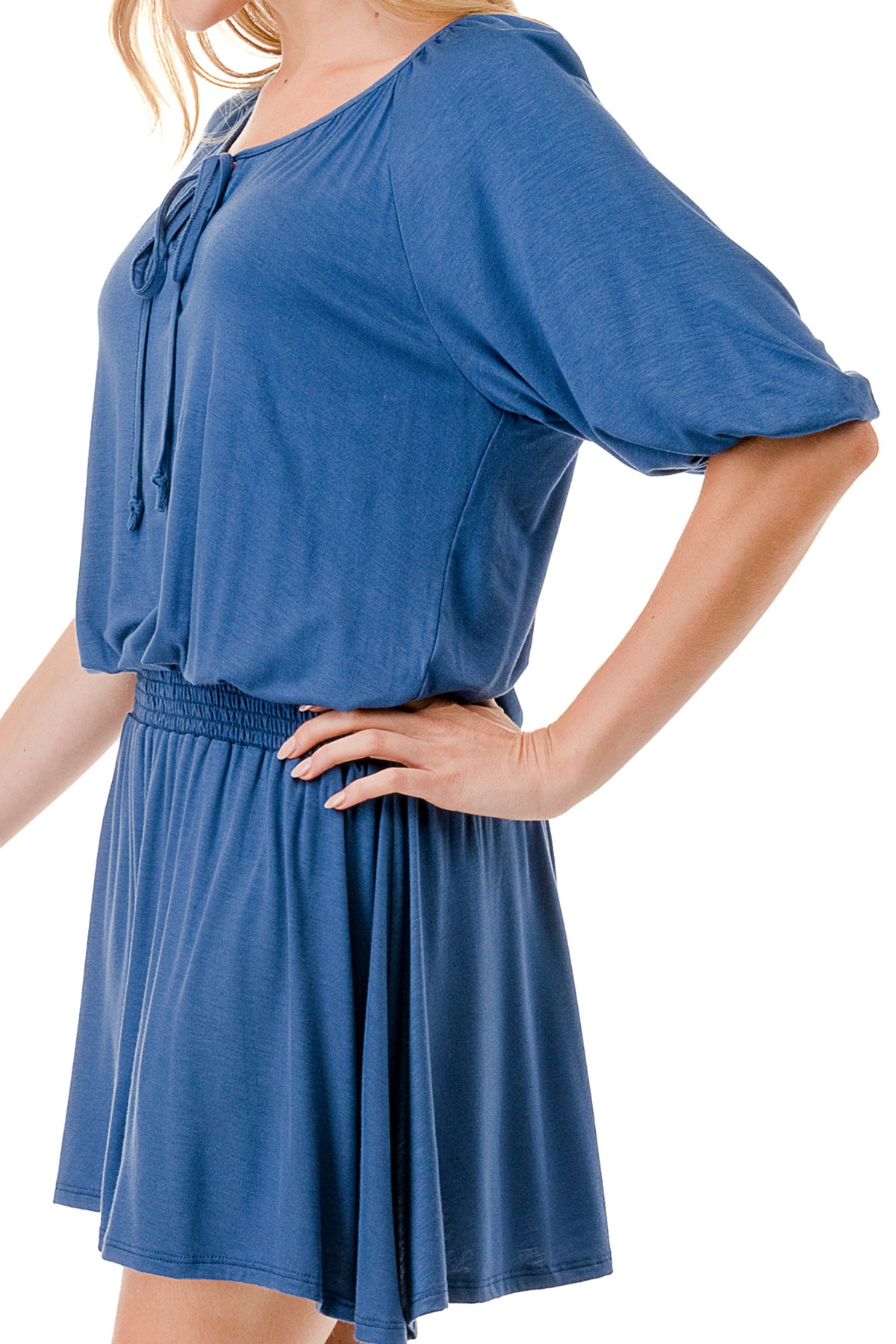 ALESSIA FRONT TIE DRESS (INDIGO)- VD3239
