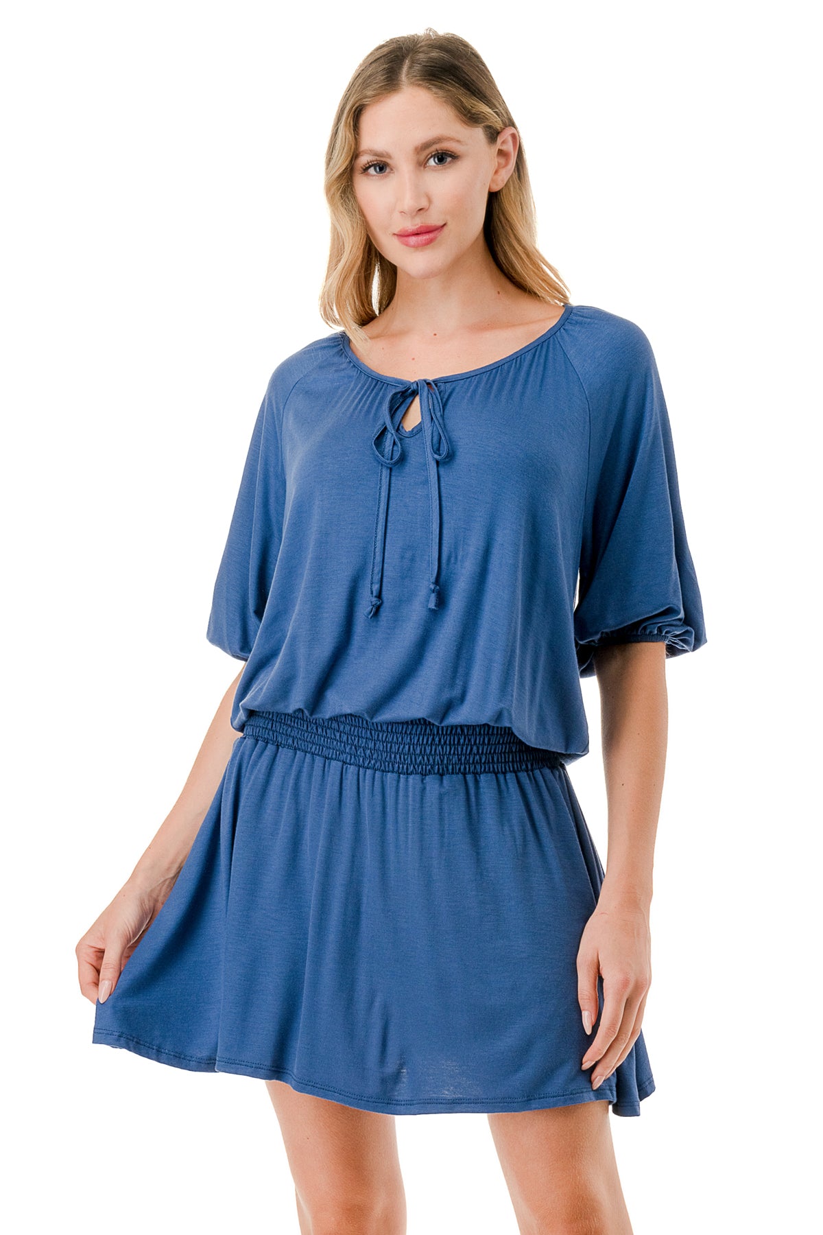 ALESSIA FRONT TIE DRESS (INDIGO)- VD3239