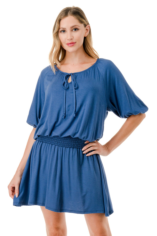 ALESSIA FRONT TIE DRESS (INDIGO)- VD3239