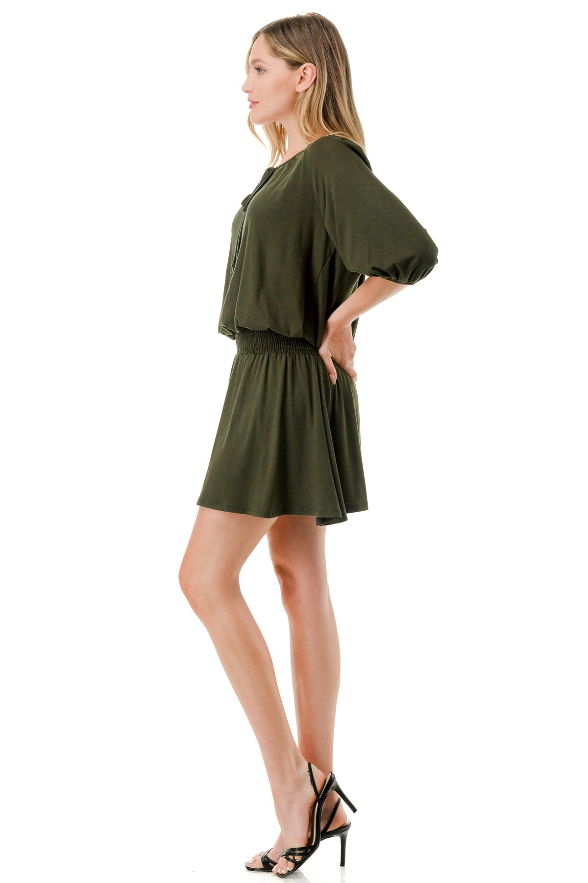 ALESSIA FRONT TIE DRESS (OLIVE)- VD3239