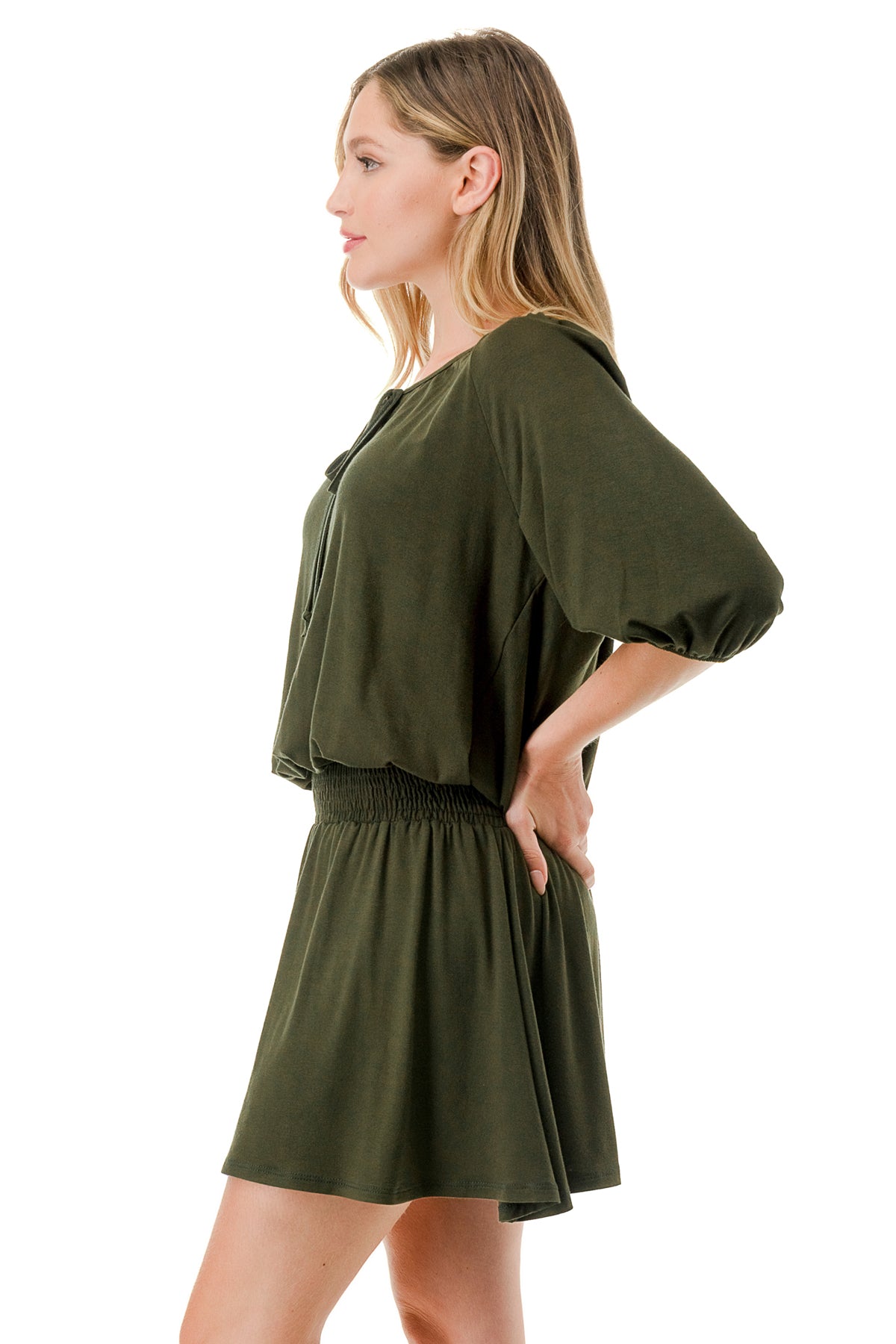 ALESSIA FRONT TIE DRESS (OLIVE)- VD3239
