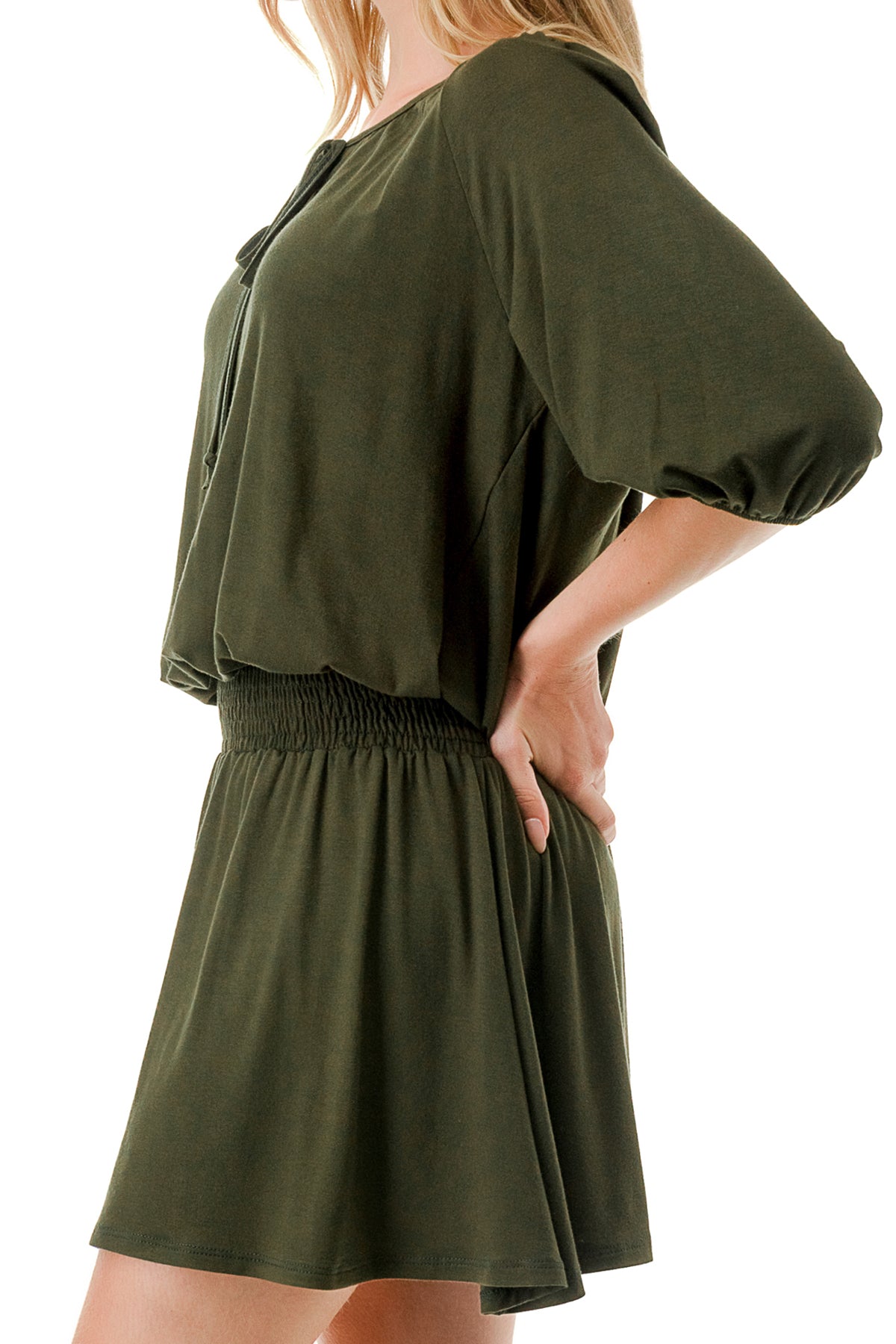 ALESSIA FRONT TIE DRESS (OLIVE)- VD3239