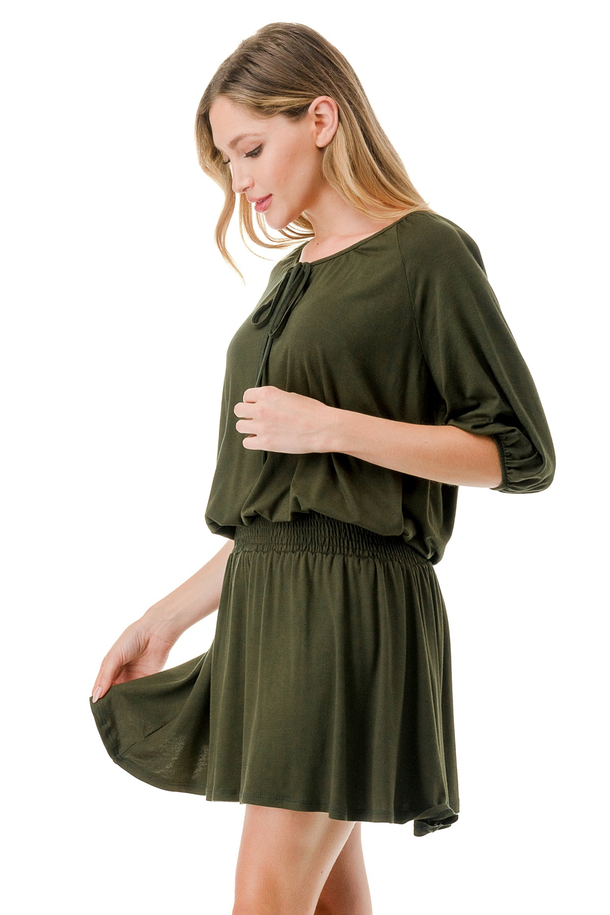 ALESSIA FRONT TIE DRESS (OLIVE)- VD3239