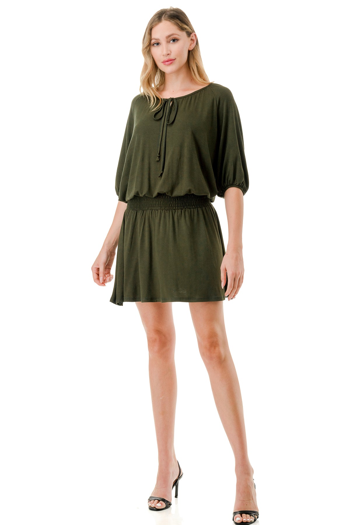 ALESSIA FRONT TIE DRESS (OLIVE)- VD3239