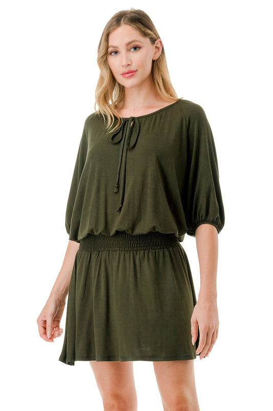 ALESSIA FRONT TIE DRESS (OLIVE)- VD3239