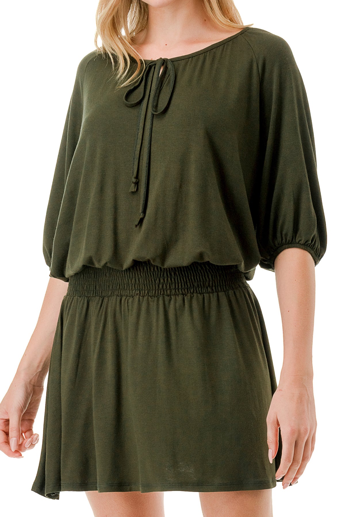 ALESSIA FRONT TIE DRESS (OLIVE)- VD3239