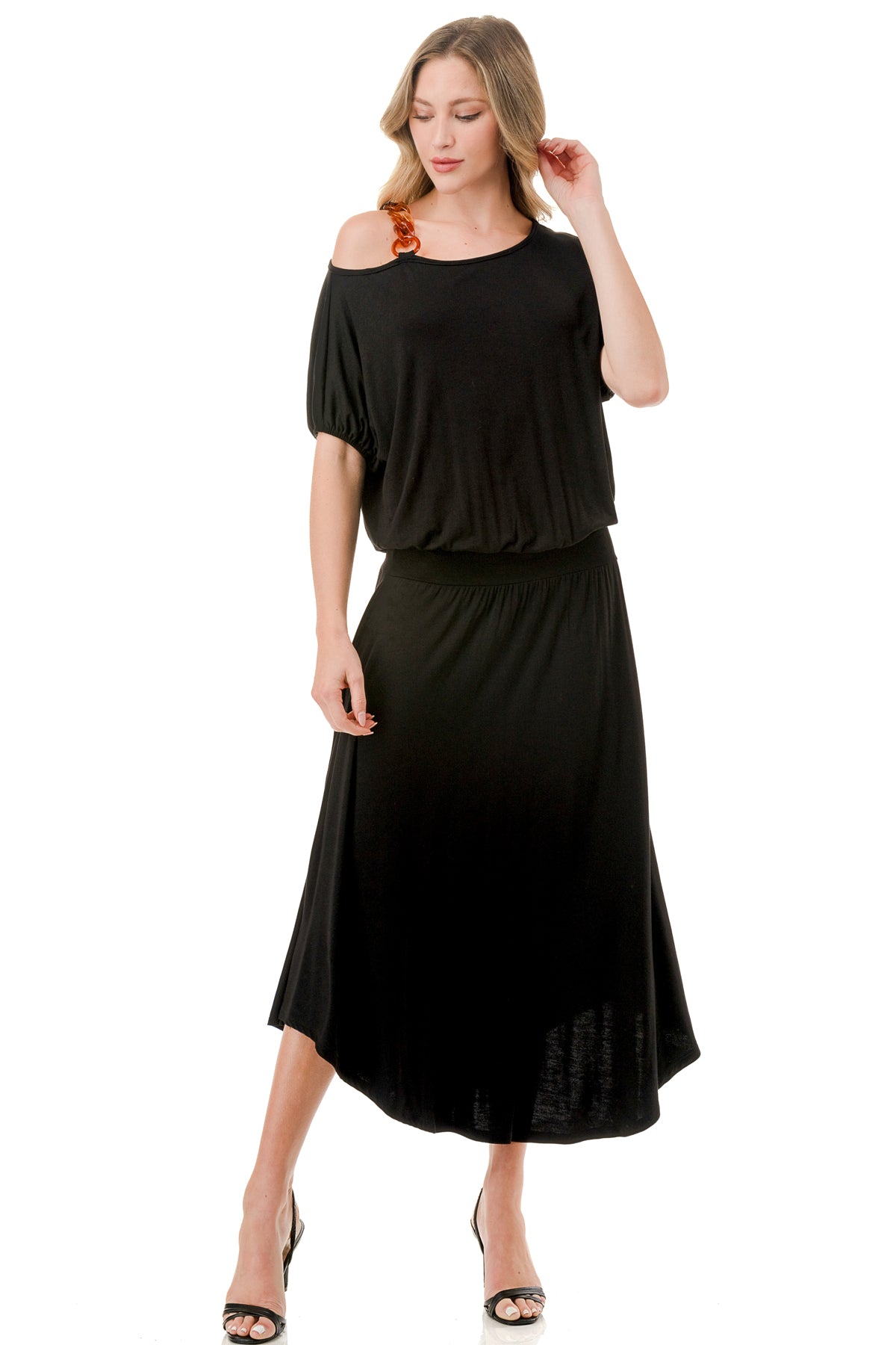 LOUISA ONE SHOULDER DRESS (BLACK)- VD3295