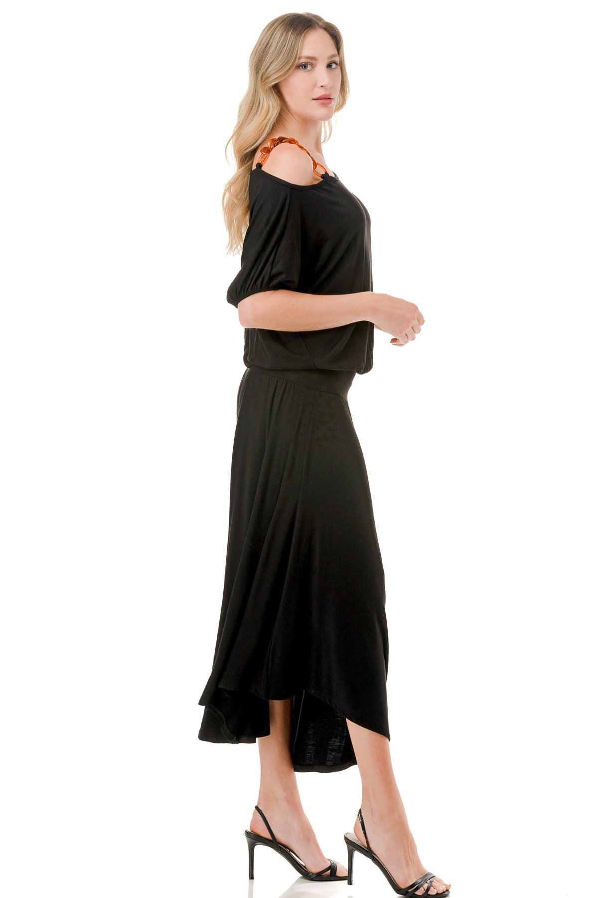 LOUISA ONE SHOULDER DRESS (BLACK)- VD3295